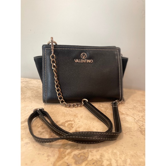 Valentino Black Leather Crossbody Chain Strap Shoulder Bag - Picture 2 of 6